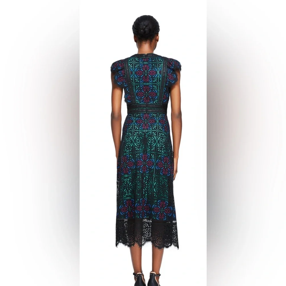 Tadashi Shoji Lacroix Tea Length Dress Size 14‎ Embroidered - Picture 2 of 8